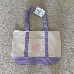 Trader Joe's Lavender-Trim Canvas Tote Bag